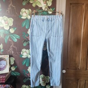 OAT New York Women’s High-Rise Skinny Ankle Jeans Size 31 Blue White Stripe
